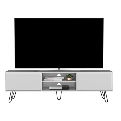 Tv Stand Franklin, Two Cabinets, Two Shelves, White Finish-4