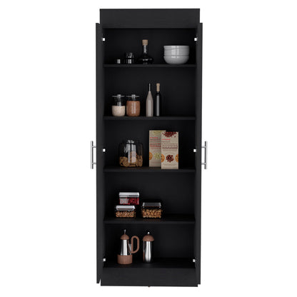 Pantry Cabinet Clinton, Five Interior Shelves, Black Wengue Finish-3