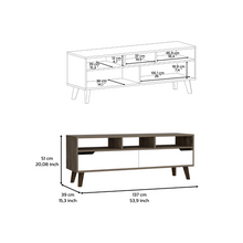 Load image into Gallery viewer, Tv Stand 2.0 For TV´s up 52&quot; Bull, Three Open Shelves,Two Drawers, Dark Brown / White Finish-6
