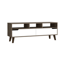 Load image into Gallery viewer, Tv Stand 2.0 For TV´s up 52&quot; Bull, Three Open Shelves,Two Drawers, Dark Brown / White Finish-5

