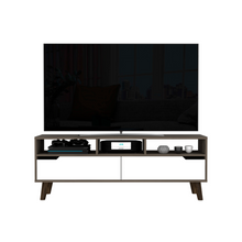 Load image into Gallery viewer, Tv Stand 2.0 For TV´s up 52&quot; Bull, Three Open Shelves,Two Drawers, Dark Brown / White Finish-2
