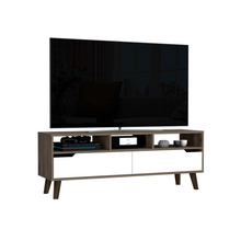 Load image into Gallery viewer, Tv Stand 2.0 For TV´s up 52&quot; Bull, Three Open Shelves,Two Drawers, Dark Brown / White Finish-4
