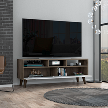 Load image into Gallery viewer, Tv Stand 2.0 For TV´s up 52&quot; Bull, Three Open Shelves,Two Drawers, Dark Brown / White Finish-1
