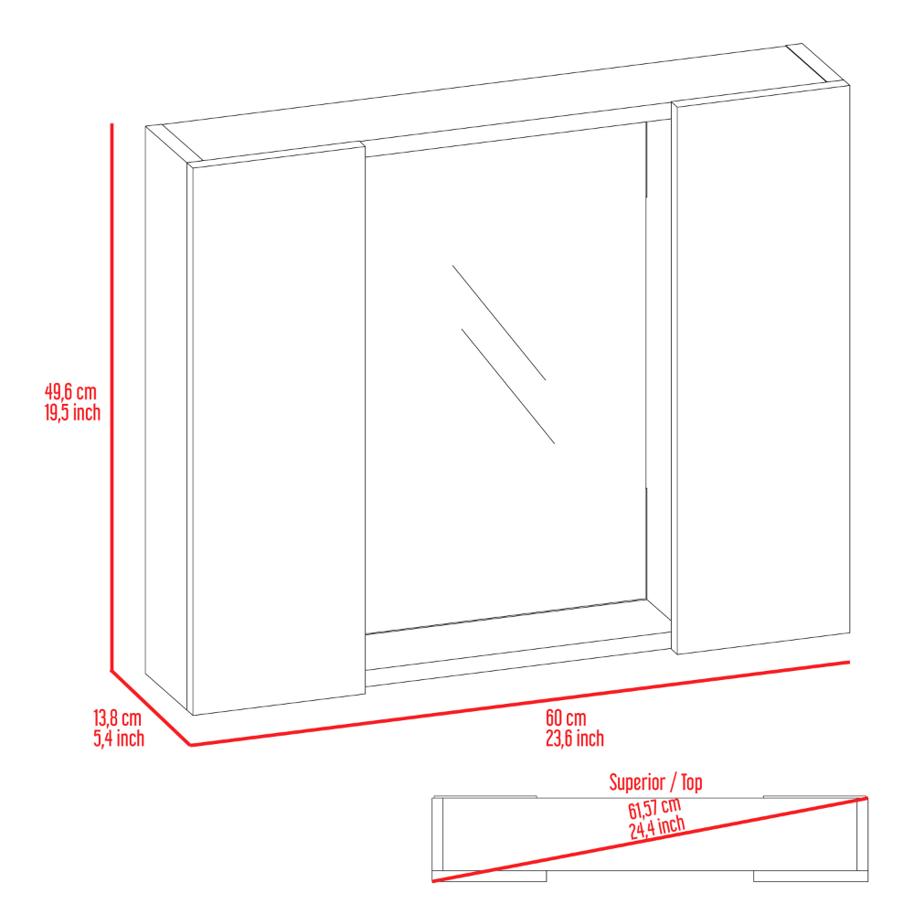 Medicine Cabinet Hops, Double Door, Mirror, One External Shelf, Black Wengue Finish-5