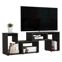 Load image into Gallery viewer, Extendable TV Stand Houston, Multiple Shelves, Black Wengue Finish-4
