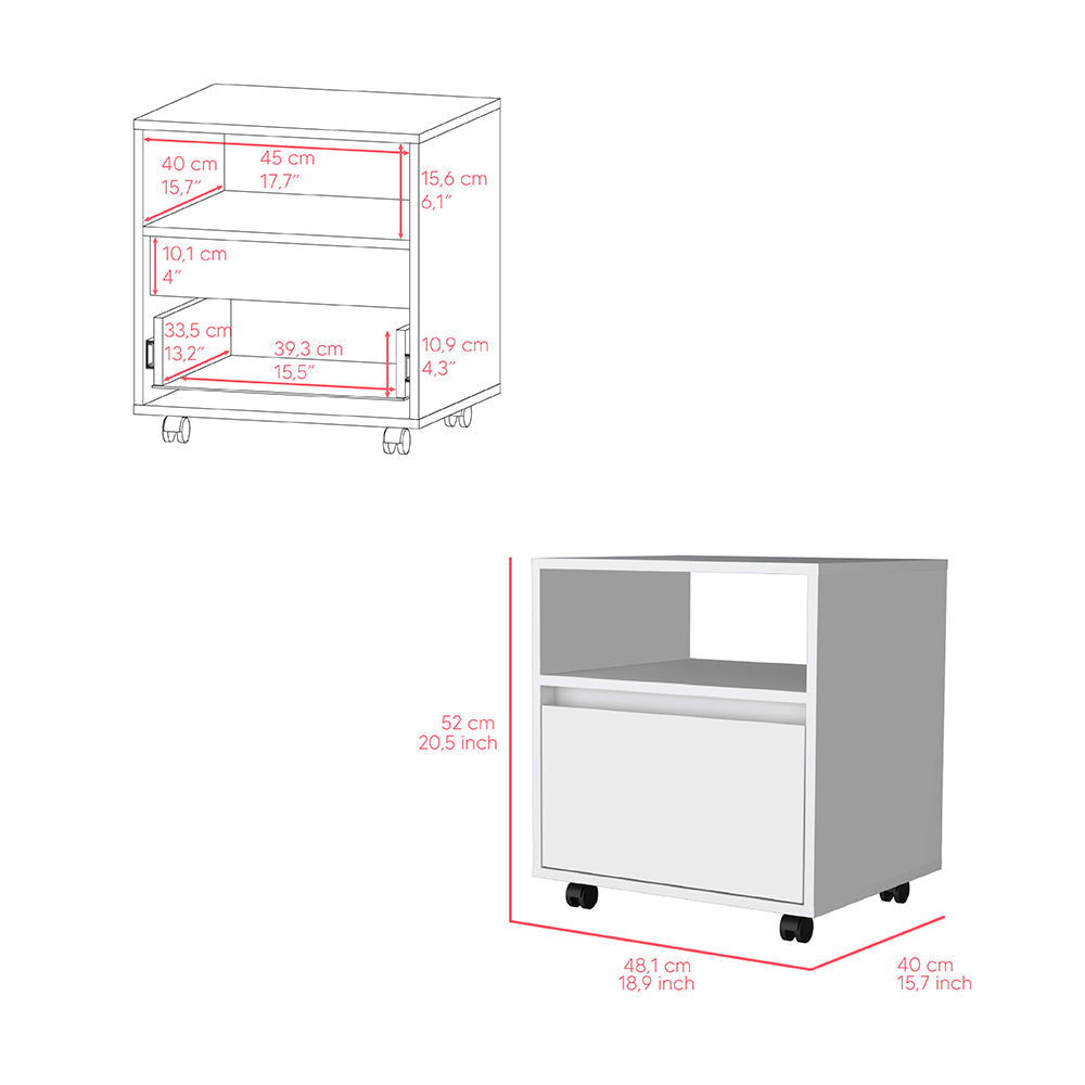 Nightstand Munyochi, One Drawer, White Finish-6