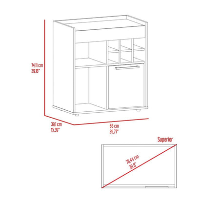 Bar Cabinet Dext, Two Concealed Shelves, Six Wine Cubbies, Dark Walnut Finish-8