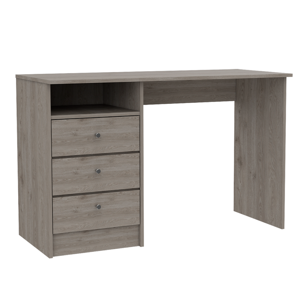 Computer Desk Fremont with Three Drawers, Light Gray Finish-5