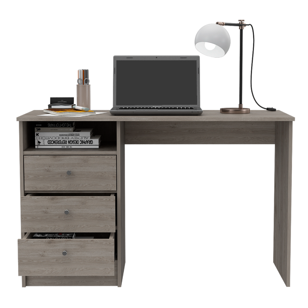 Computer Desk Fremont with Three Drawers, Light Gray Finish-2