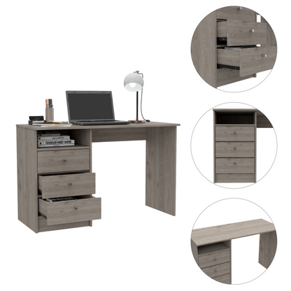 Computer Desk Fremont with Three Drawers, Light Gray Finish-6