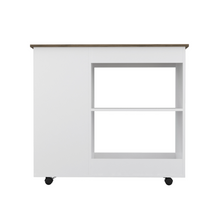 Load image into Gallery viewer, Kitchen Cart Kamizaze, Two Storage Shelves, Four Casters, Three Side Shelves, White / Dark Brown Finish-2
