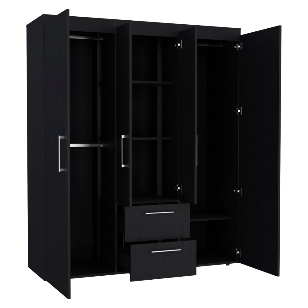 Armoire Elma, Two Drawers, Three Cabinets, Black Wengue Finish-4