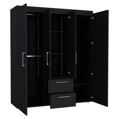 Armoire Elma, Two Drawers, Three Cabinets, Black Wengue Finish-4