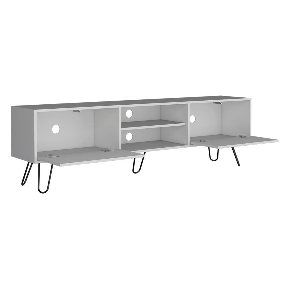 Tv Stand Franklin, Two Cabinets, Two Shelves, White Finish-5