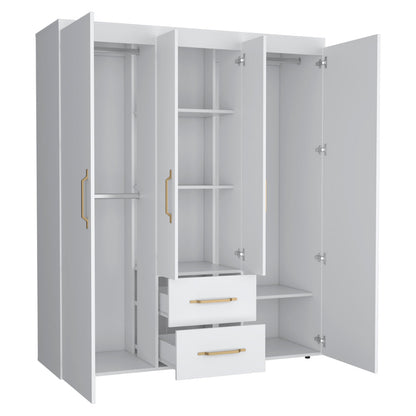 Armoire Elma, Two Drawers, Three Cabinets, White Finish-4