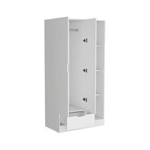 Load image into Gallery viewer, Armoire Dover with Four Storage Shelves, Drawer and Double Door, White Finish-5
