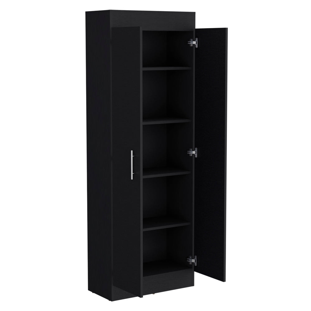 Pantry Cabinet Clinton, Five Interior Shelves, Black Wengue Finish-4