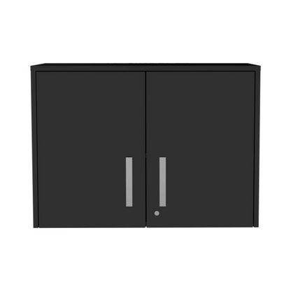 Wall Storage Cabinet Lions, 3 Shelves, Double Door, Black Wengue Finish-2