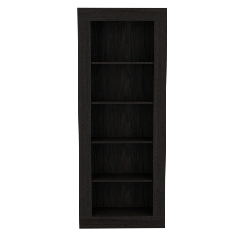 Bookcase Wray with Frame and Five Tier Shelves, Black Wengue Finish-2