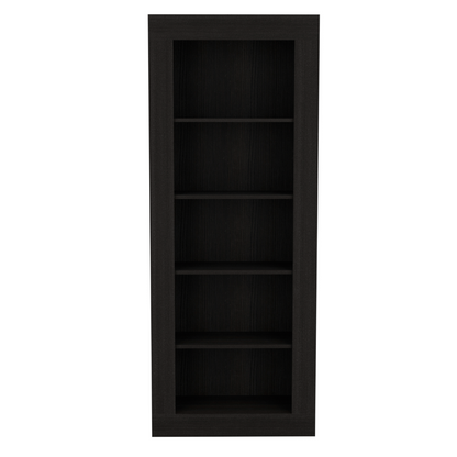 Bookcase Wray with Frame and Five Tier Shelves, Black Wengue Finish-2