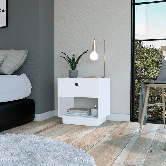 Nightstand Viliigili, One Drawer, White Finish-0