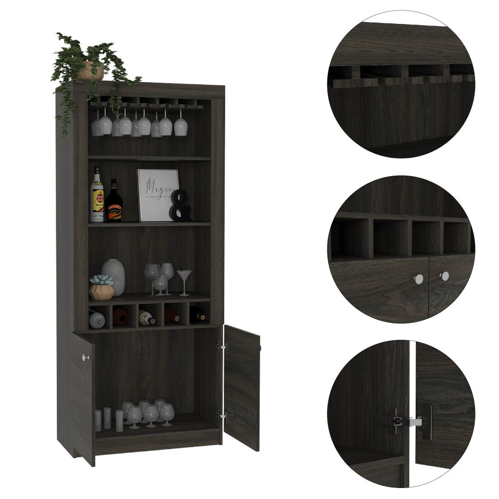 Bar Cabinet Margarita, Five Wine Cubbies, Carbon Espresso Finish-2