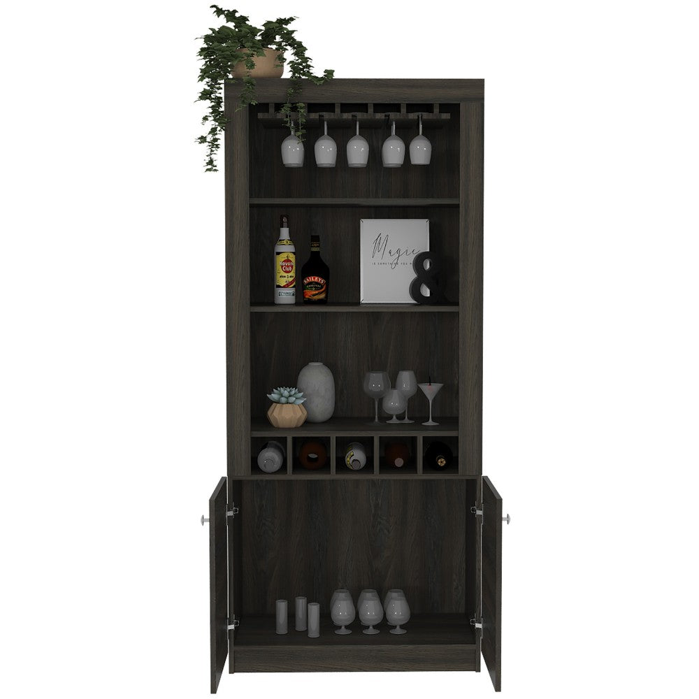 Bar Cabinet Margarita, Five Wine Cubbies, Carbon Espresso Finish-6