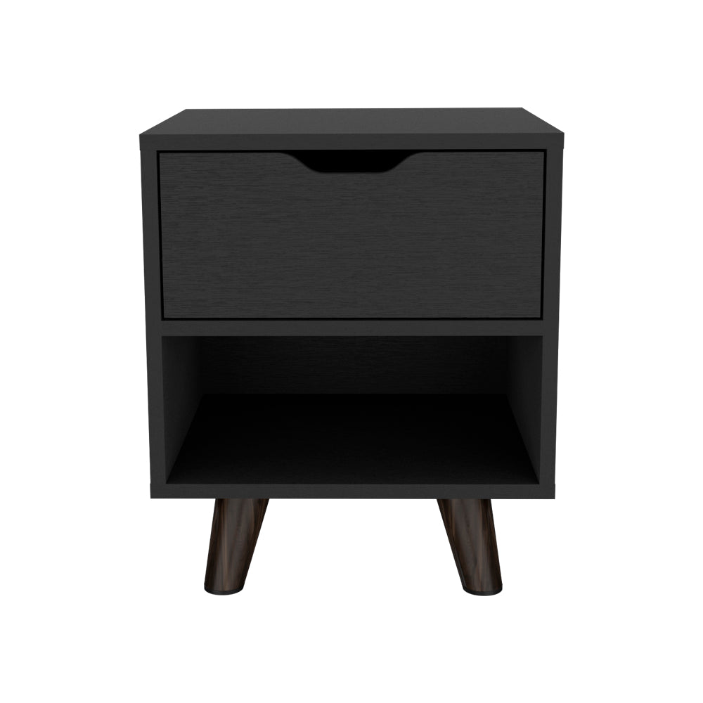 Nightstand Carleen, Sturdy Wooden Legs, Black Wengue Finish-5