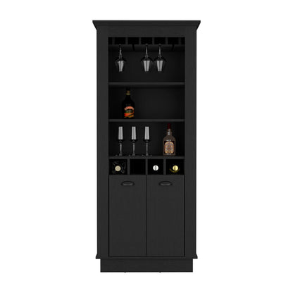 Bar Cabinet Provo, Glass Holder, Black Wengue Finish-4