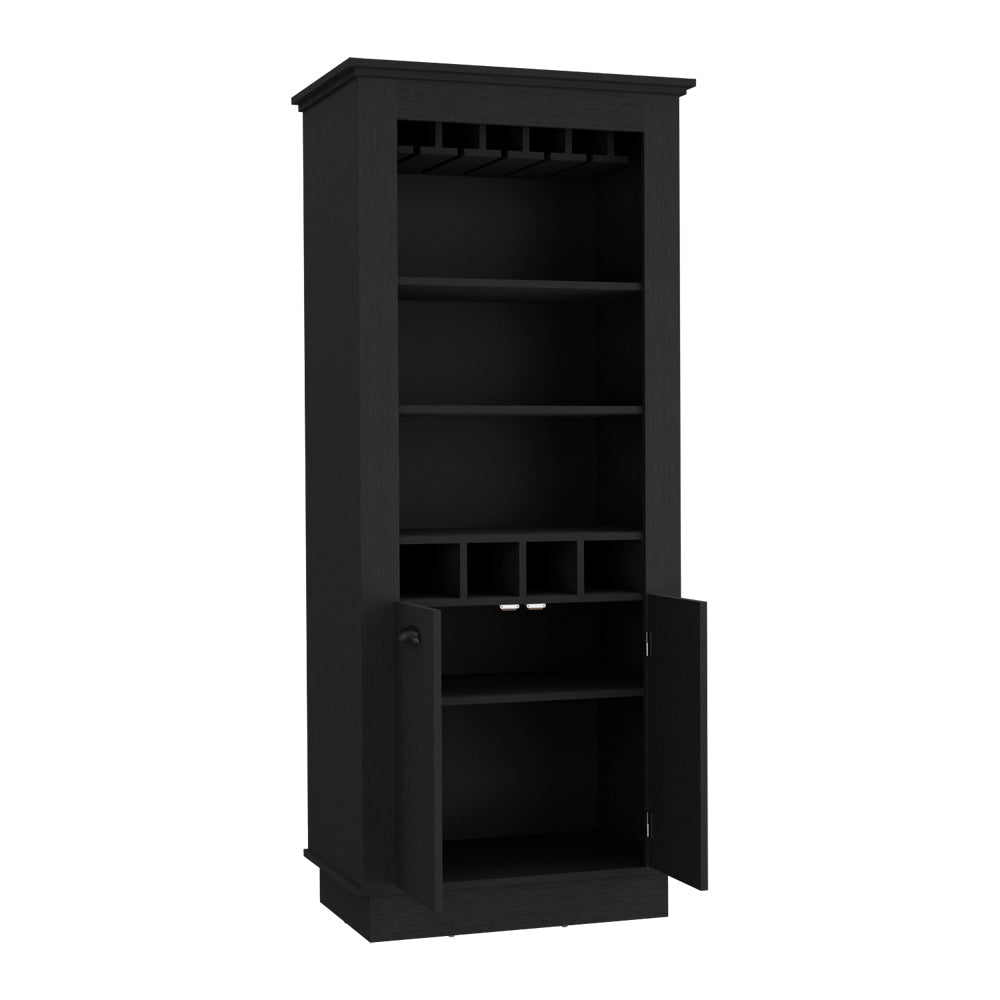 Bar Cabinet Provo, Glass Holder, Black Wengue Finish-6