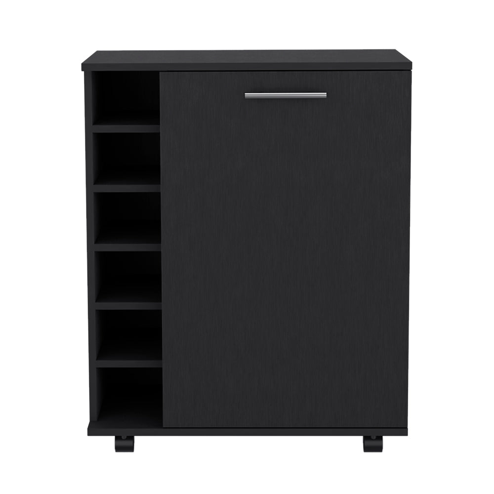 Bar Cart Cisco, Integrated Bottle Storage, Black Wengue Finish-2