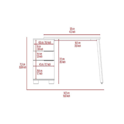 Writing Desk Madagascar, Two Legs, One Drawer, Mahogany Finish-8