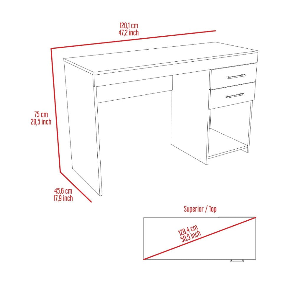 Computer Desk Limestone, Two Drawers, Light Gray Finish-7