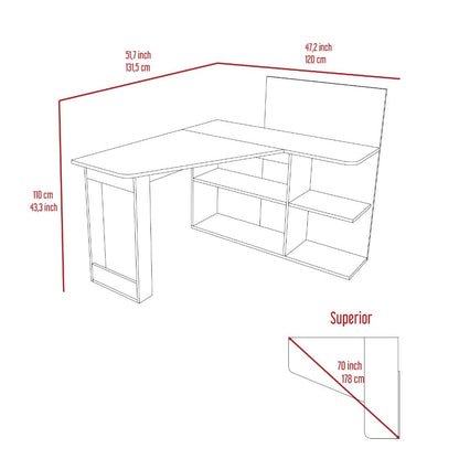 Computer Desk Mohave, Five Open Shelves, Smokey Oak Finish-6