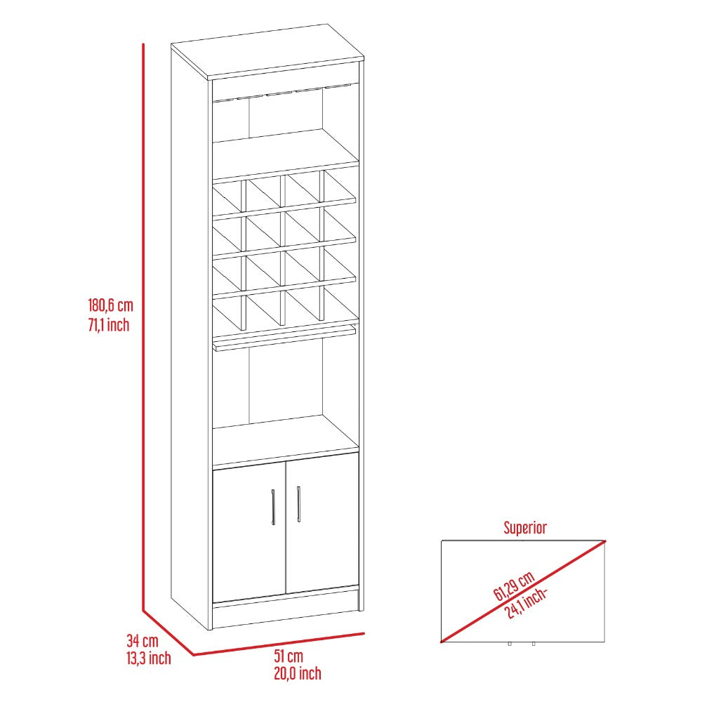 Bar cabinet Modoc, One Extendable Shelf, Sixteen Wine Cubbies, One Shelf, Carbon Espresso Finish-8