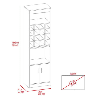 Bar cabinet Modoc, One Extendable Shelf, Sixteen Wine Cubbies, One Shelf, Carbon Espresso Finish-8