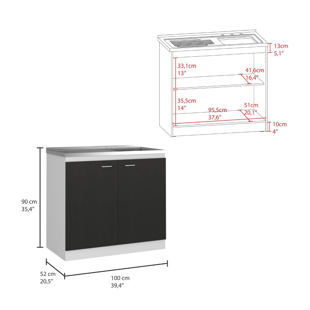 Utility Sink Vernal, Double Door, White / Black Wengue Finish-6