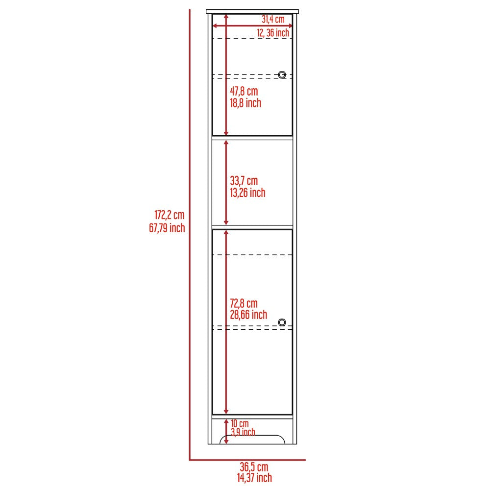 Linen Cabinet Albany, Four Interior Shelves, Light Oak Finish-7