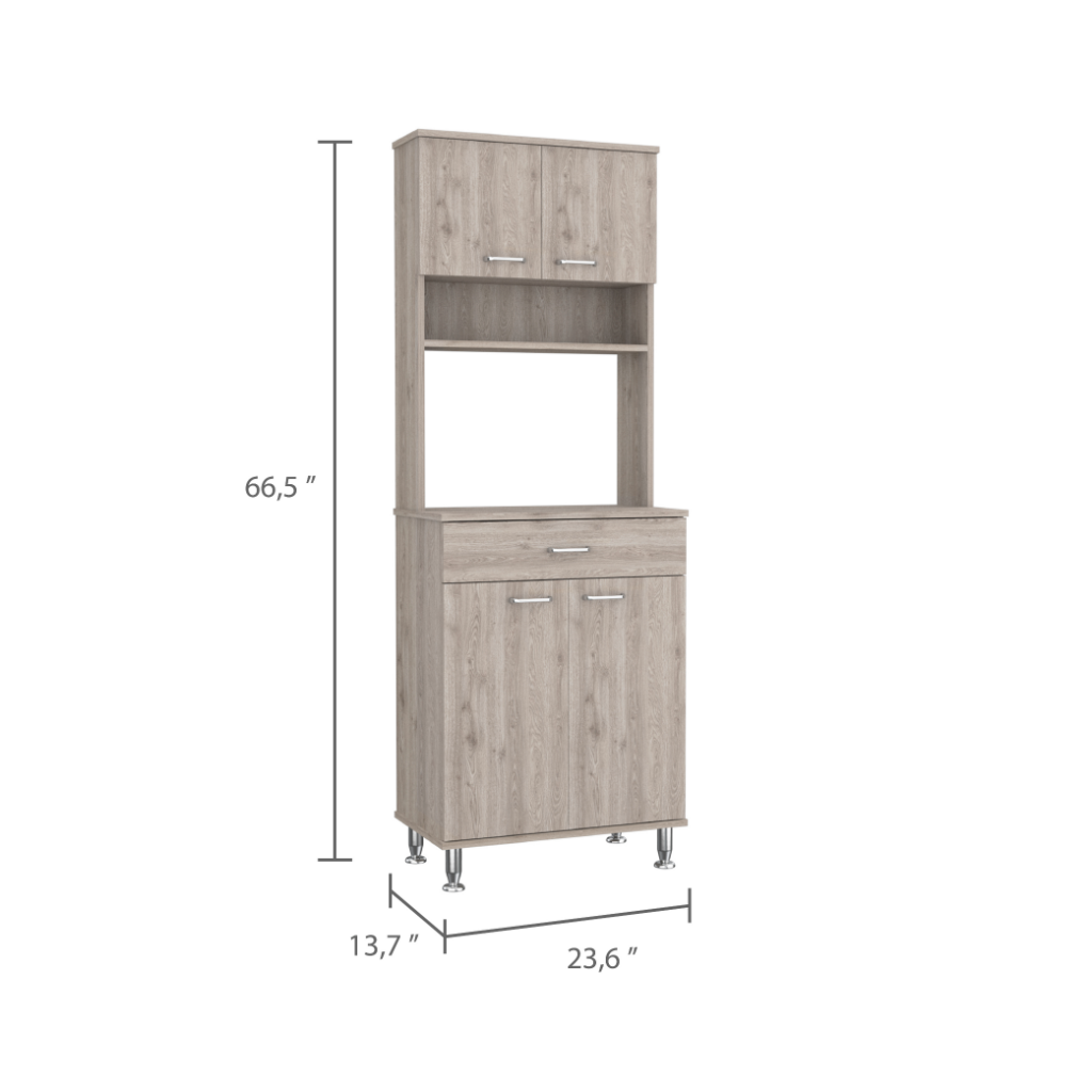 Pantry Piacenza, Two Double Door Cabinet, Light Gray Finish-7