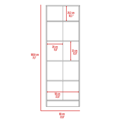 Storage Cabinet Pipestone, Five Shelves, Light Oak / Black Wengue Finish-8