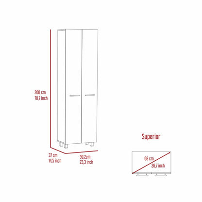 Pantry Cabinet Phoenix, Five Interior Shelves, White Finish-6