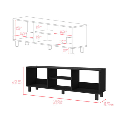 2pc Living Room Set Millville, Coffe Table, Tv Rack, Four Shelves, Black Wengue Finish-6