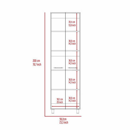 Pantry Cabinet Phoenix, Five Interior Shelves, White Finish-5