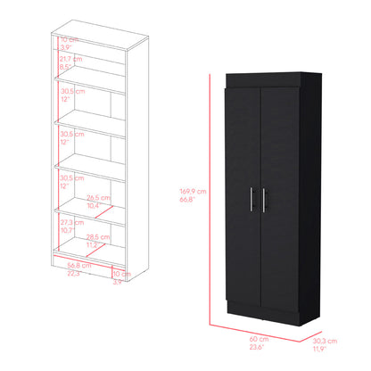 Pantry Cabinet Clinton, Five Interior Shelves, Black Wengue Finish-6