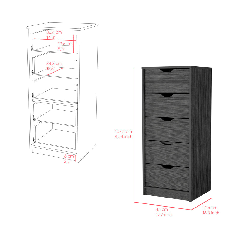 Kamran Dresser,Kamran, Five Drawer Narrows, Smokey Oak Finish-6