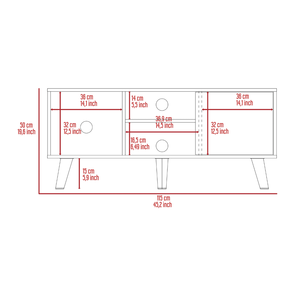 Tv Stand for TV´s up 57"  Moon, Three Shelves, Single Door Cabinet, Black Wengue Finish-7