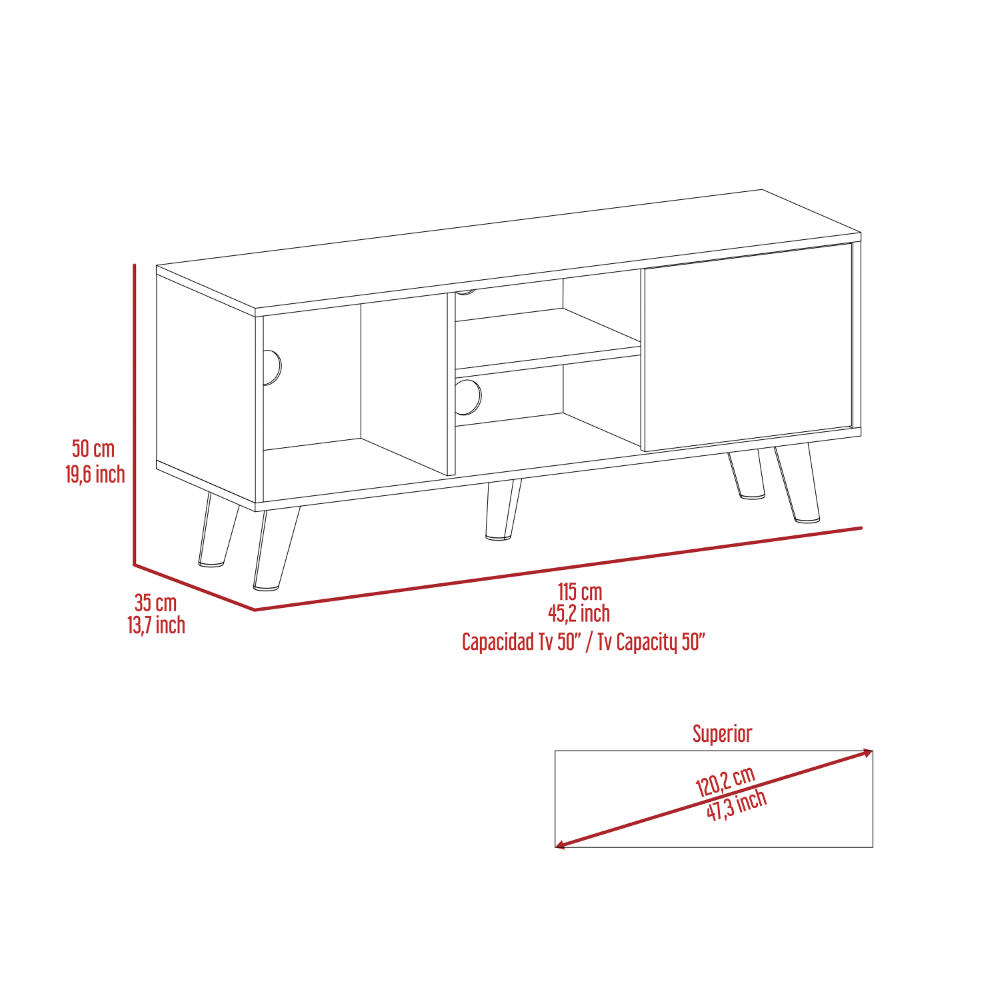 Tv Stand for TV´s up 57"  Moon, Three Shelves, Single Door Cabinet, Black Wengue Finish-8