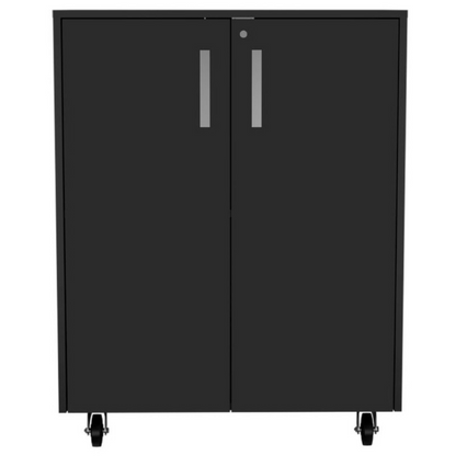 Storage Cabinet Lions, Double Door and Casters, Black Wengue Finish-4