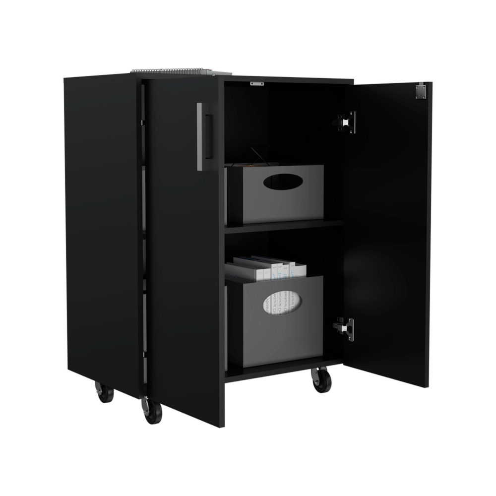 Storage Cabinet Lions, Double Door and Casters, Black Wengue Finish-5