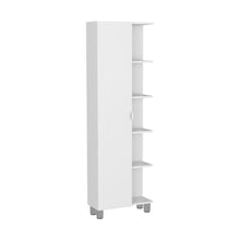 Load image into Gallery viewer, Corner Cabinet Womppi, Five Open Shelves, Single Door, White Finish-6
